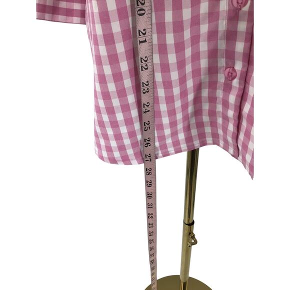JOAN RIVERS SZ 2 XS Pink Gingham 3/4 Sleeve Collar Button-Up Top Blouse NEW b99 - Picture 3 of 6
